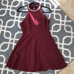Beaded collar Skater dress